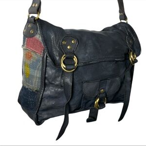 Free people Florence Multicolor patchwork black leather boho messenger